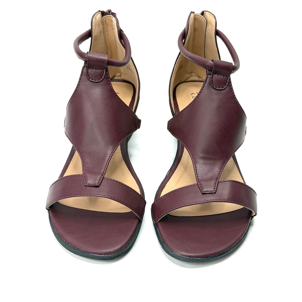 Journee Collection Women's Trayle Wedge Sandals Wine Size 8 NWT and BOX